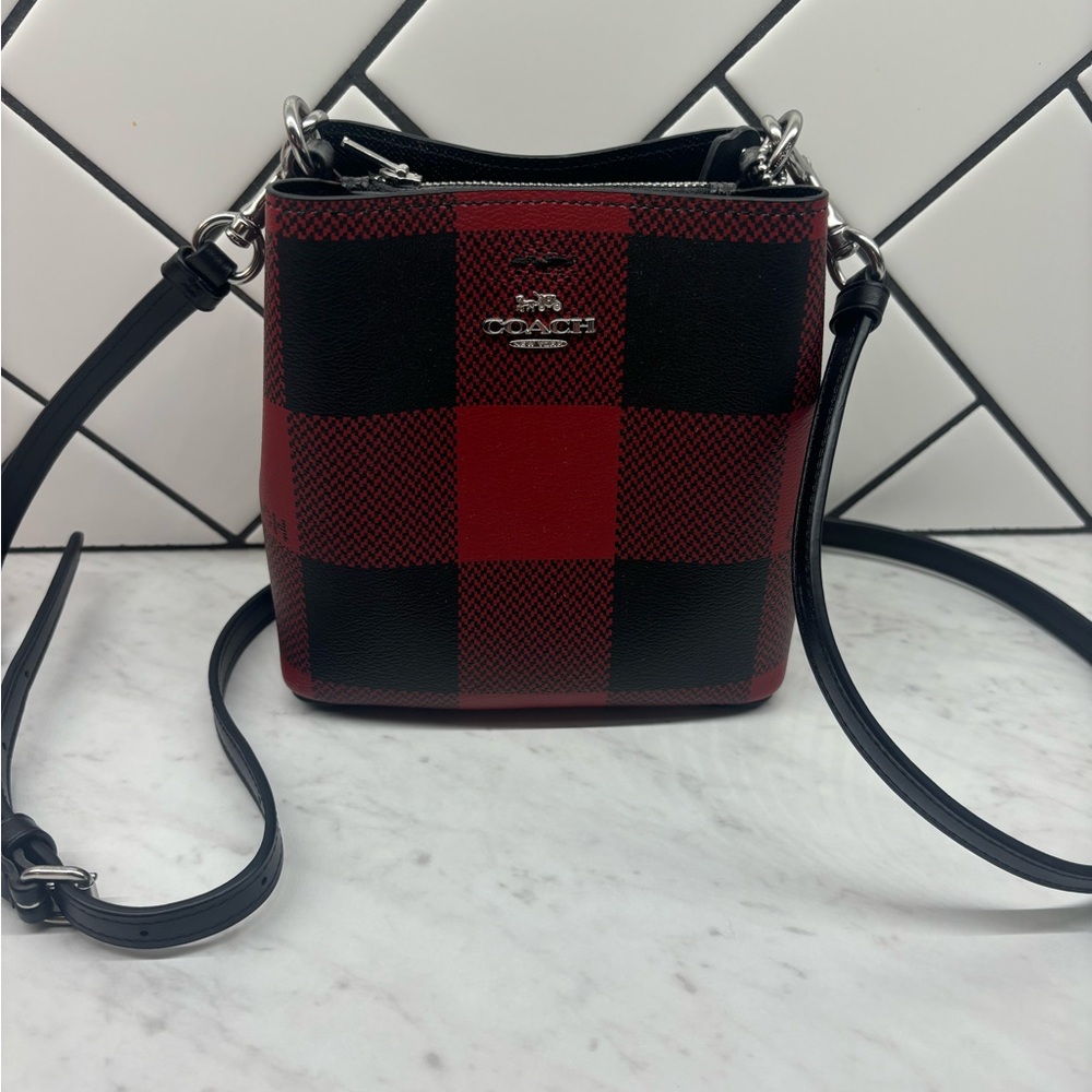 Coach Mini Town Bucket Bag Buffalo Plaid